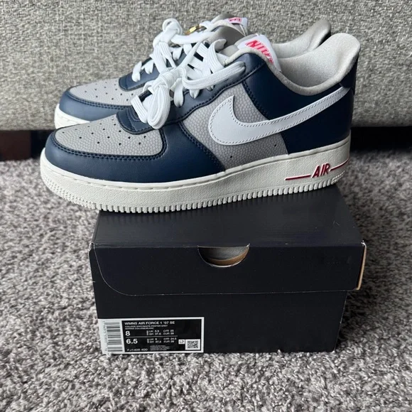 Nike Air Force 1 '07 SE - College Navy/White-Gray Women’s 8 Men’s 6.5 - Picture 3 of 11